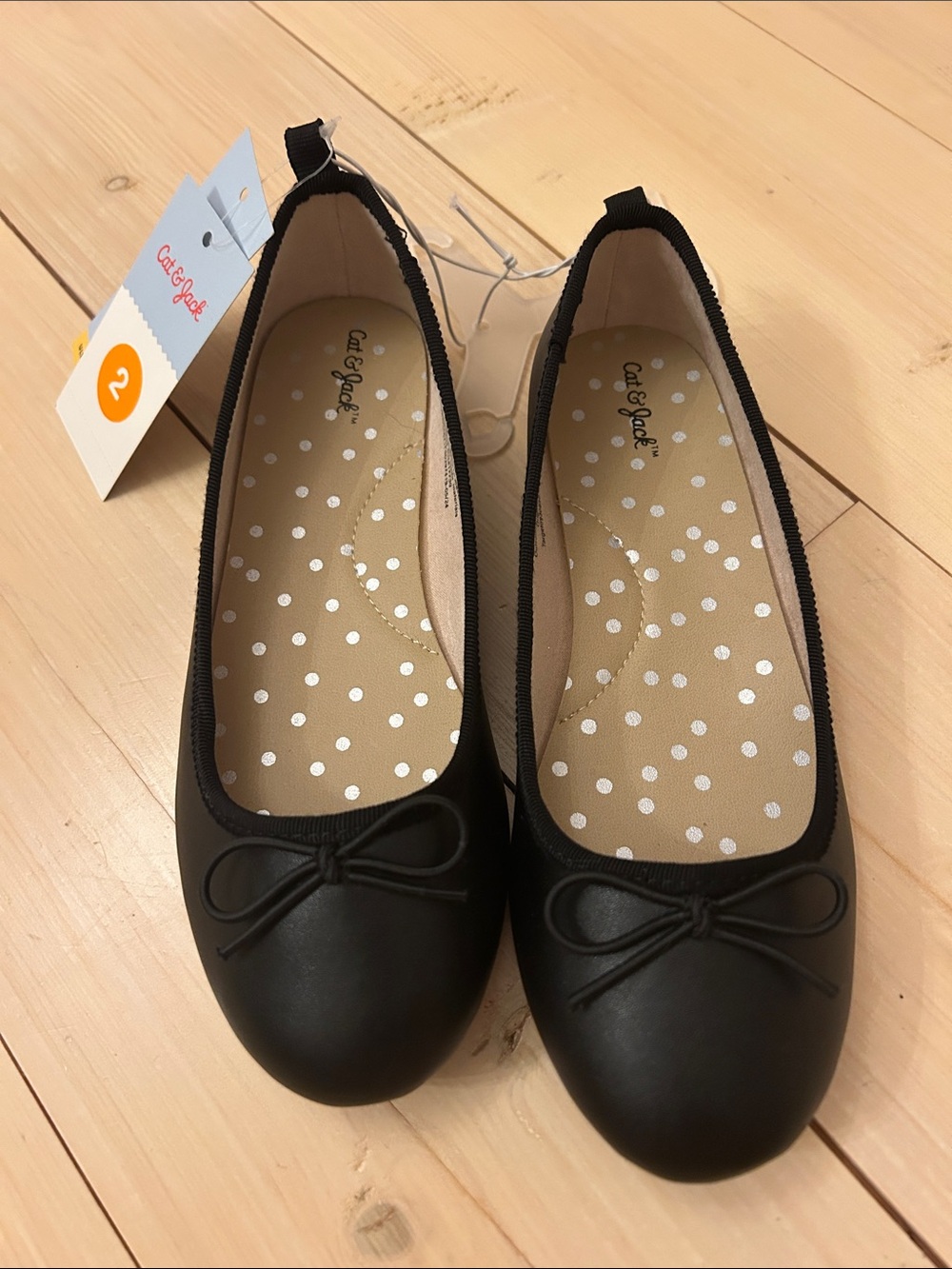 Cat & Jack Black Girls Bow Dance Flats